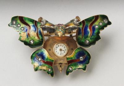 图片[2]-Brooch watch with champleve enamel and gemstone inlay in the form of a butterfly, 19th century-China Archive